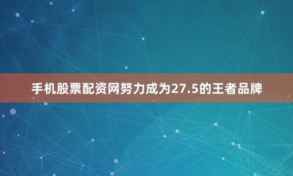 手机股票配资网努力成为27.5的王者品牌